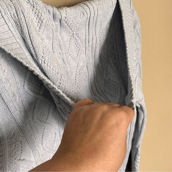 Polo Jeans Ralph Lauren Light Blue Cotton Cable Knit Hooded Sweater Size Large - Picture 9 of 11